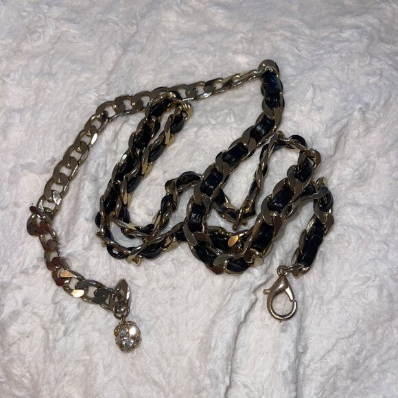 Vintage Womens Waist Belt One Size Leather Gold Chain Casual main image 10